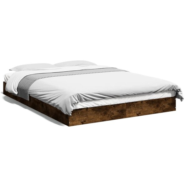 vidaXL Cadre de lit sans matelas chêne fumé 120x190 cm bois ingénierie