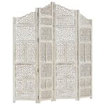 vidaXL Cloison de séparation 4 panneaux Blanc 160x165 cm Bois manguier