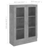 vidaXL Armoire à vitrine Gris béton 82 5x30 5x115 cm Bois d'ingénierie