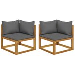 vidaXL Canapés d'angle sectionnels 2 Pièces avec coussins Gris foncé