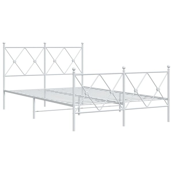vidaXL Cadre de lit métal avec tête de lit/pied de lit blanc 120x200cm
