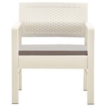 vidaXL Salon de jardin 3 Pièces avec coussins Plastique Blanc