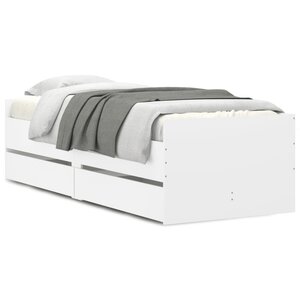 vidaXL Cadre de lit avec tiroirs sans matelas blanc 100x200 cm
