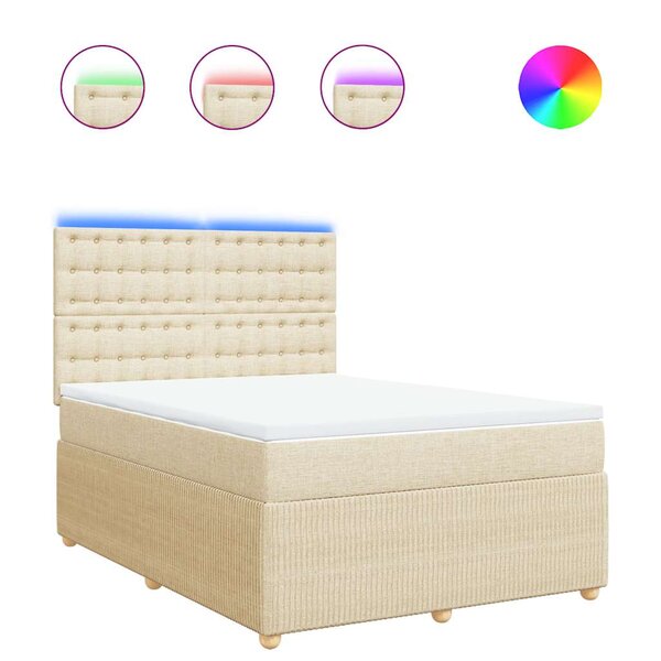 vidaXL Sommier à lattes de lit avec matelas Crème 140x200 cm Tissu