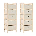 vidaXL Étagères de rangement avec 5 paniers en tissu 2 Pièces beige cèdre