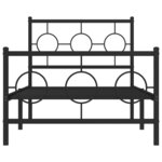 vidaXL Cadre de lit métal avec tête de lit/pied de lit noir 90x200 cm