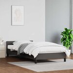 vidaXL Cadre de lit avec tête de lit sans matelas gris 100x200 cm