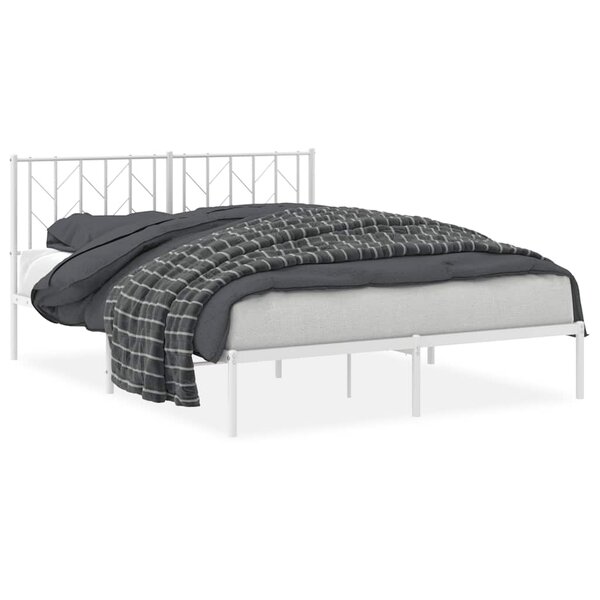 vidaXL Cadre de lit métal sans matelas et tête de lit blanc 150x200 cm