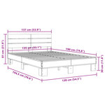 vidaXL Cadre de lit chêne sonoma 135x190 cm bois d'ingénierie et métal