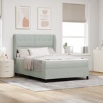 Lit à ressort vidaXL avec matelas - Gris clair  140x190 cm  Velours