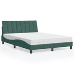 vidaXL Lit avec matelas vert foncé 140x190 cm velours