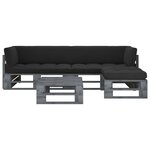 Salon de jardin meuble d'extérieur ensemble de mobilier palette 4 pièces avec coussins pin imprégné de gris 02_0018397