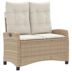 vidaXL Banc inclinable de jardin avec coussins beige résine tressée