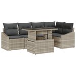 vidaXL Ensemble de canapé de jardin 6 pièces avec coussins gris clair en poly rattan