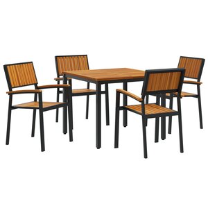 vidaXL Ensemble de salle à manger de jardin 5 pièces en bois massif d'acacia et métal