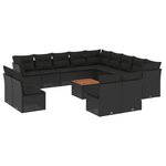 vidaXL Salon de jardin avec coussins 14 Pièces noir résine tressée