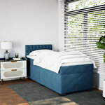 vidaXL Sommier à lattes de lit avec matelas bleu 90x200 cm velours