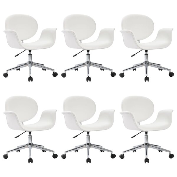 vidaXL Chaises pivotantes à manger lot de 6 blanc similicuir