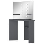 vidaXL Coiffeuse d'angle avec LED Gris 111x54x141 5 cm