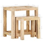 vidaXL Tables d'appoint peintes à la main 2Pièces Bois de Manguier solide