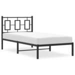 vidaXL Cadre de lit métal avec tête de lit noir 90x200 cm