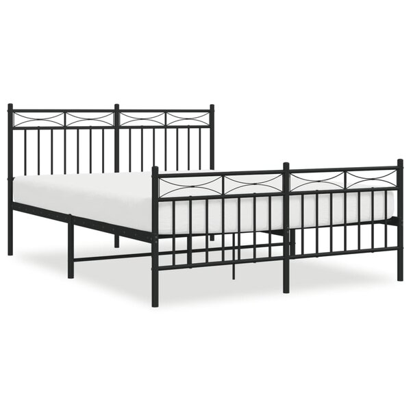 vidaXL Cadre de lit métal avec tête de lit/pied de lit noir 140x190 cm