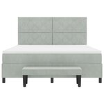 vidaXL Lit box spring avec matelas et banc gris clair 180x200 cm velours
