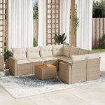 vidaXL Salon de jardin avec coussins 9 Pièces beige résine tressée