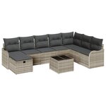 vidaXL Ensemble de Canapé de Jardin 9 Pièces avec Coussins en Rattan Gris Clair