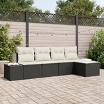 vidaXL Ensemble de canapé de jardin 5 pièces avec coussins noir en poly rattan