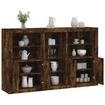 vidaXL Buffet avec lumières LED chêne fumé 162x37x100 cm