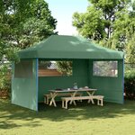 vidaXL Tente de réception pliable escamotable 3 parois latérales vert