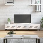 vidaXL Meuble TV blanc brillant 150x36x30 cm bois d'ingénierie