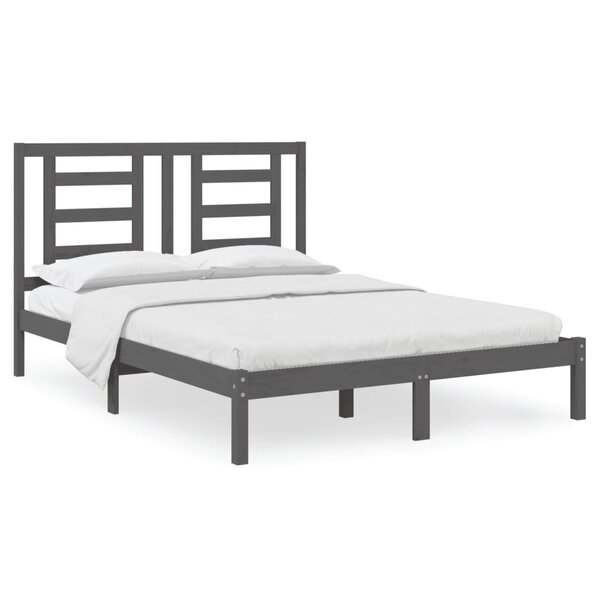 vidaXL Cadre de lit sans matelas gris 150x200 cm bois de pin massif