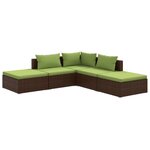 Salon de jardin meuble d'extérieur ensemble de mobilier 5 pièces avec coussins résine tressée marron 02_0016454