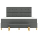 vidaXL Lit à Sommier avec Matelas & Banc Gris Foncé 180x200 cm Tissu