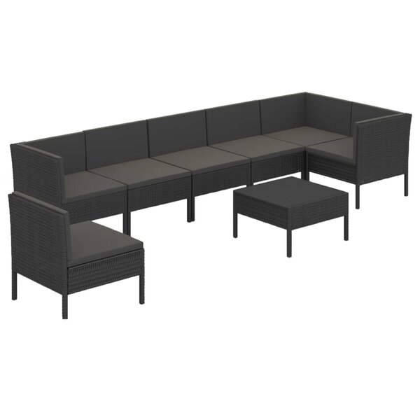 Salon de jardin meuble d'extérieur ensemble de mobilier 8 pièces avec coussins résine tressée noir 02_0017747
