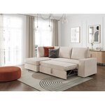 Canapé d'angle gauche convertible ARTEMIS 4 places - Velours côtelé beige - 246 x 174 x 96 cm