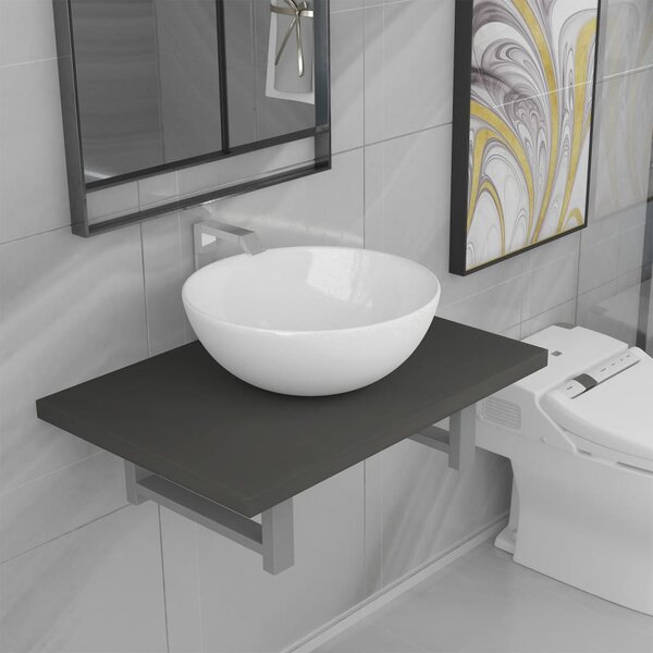Vidaxl meuble de salle de bain en deux pièces céramique gris