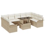 vidaXL Ensemble de canapés de jardin 10 pièces avec coussins beige rattan poly
