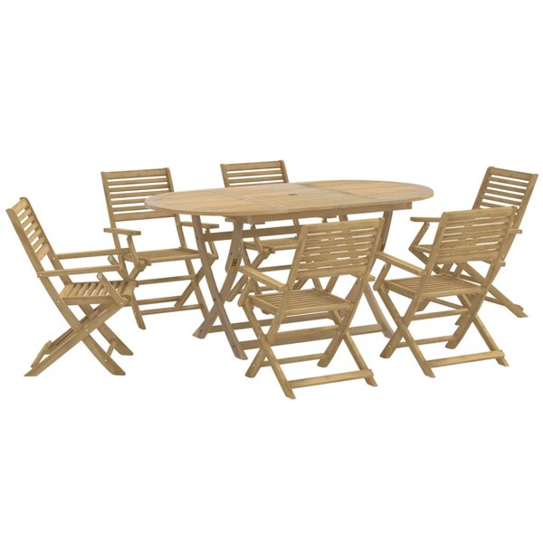 vidaXL Ensemble à manger de jardin 7 Pièces Bois d'acacia solide