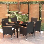 vidaXL Ensemble à manger de jardin avec coussins 7 Pièces Noir