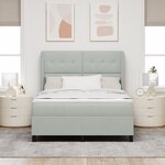 Lit à ressort vidaXL avec matelas - Gris clair  140x190 cm  Velours