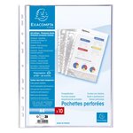 Sachet De 10 Pochettes Perforées Polypropylène Lisse 6/100e - A4 - Cristal - X 10 - Exacompta