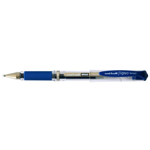 Roller encre gel Signo Broad UM153C grip pointe large 1mm bleu UNI-BALL