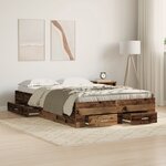 Lit avec tiroirs vidaXL en bois vieilli 120x190 cm en bois d'ingénierie