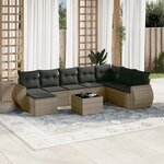 vidaXL Salon de jardin 9 Pièces avec coussins gris résine tressée