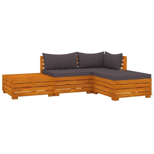 Salon de jardin meuble d'extérieur ensemble de mobilier 4 pièces avec coussins bois d'acacia solide 02_0016093