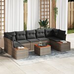 Canapés de Jardin 8 pièces avec Coussins Grands en Gr. Poly Rotin Acacia