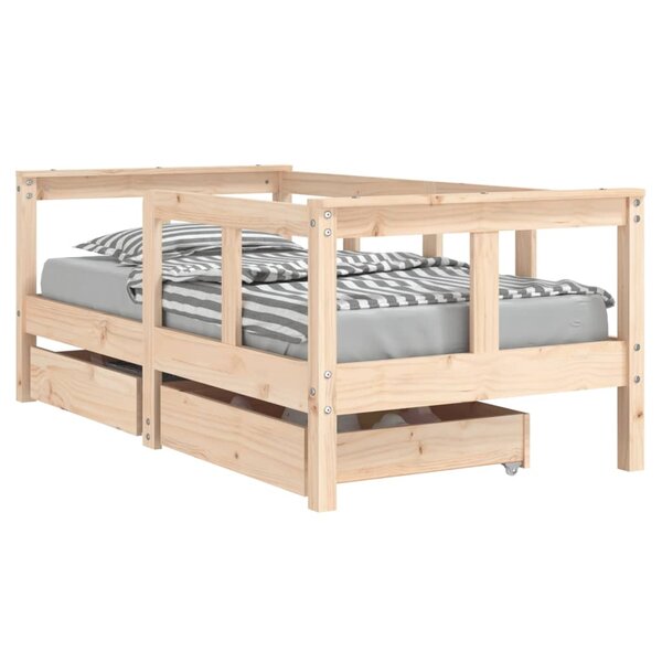 vidaXL Cadre de lit enfant avec tiroirs 70x140 cm bois de pin massif